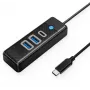 ORICO USB-C į 2x USB 3.0 + USB-C šakotuvas, 5 Gbps, 0,15 m, juodas