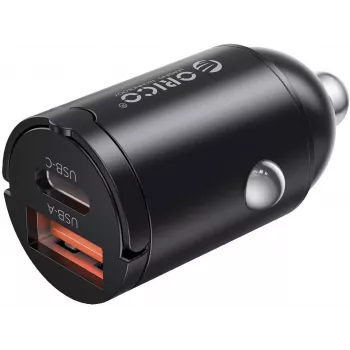 ORICO 60W Dual Port Car Charger su USB-C 30W PD ir USB-A 30W QC 3.0 - Juoda