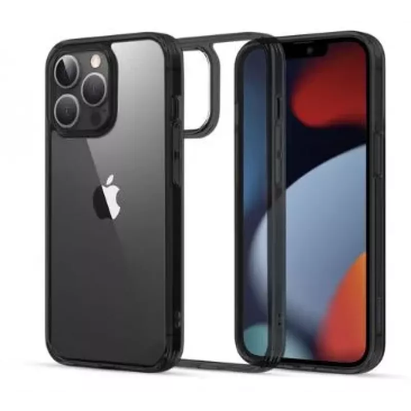 iLike Apple iPhone 13 Pro Max Fusion Case Hard Cover with Gel Frame Transparent Black