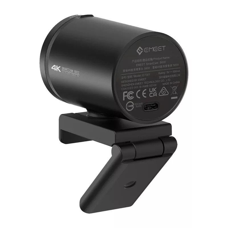 EMEET SmartCam S600 Webcam 2K AI Autofocus USB-C Privacy Shutter Black