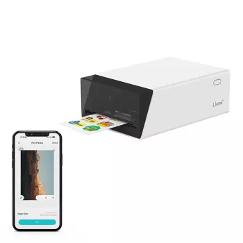 Liene Pix Cut 2-in-1 nešiojamas nuotraukų spausdintuvas – ZINK technologija, Bluetooth 5.0, įmontuotas pjaustytuvas, lipdukų spaudiniai