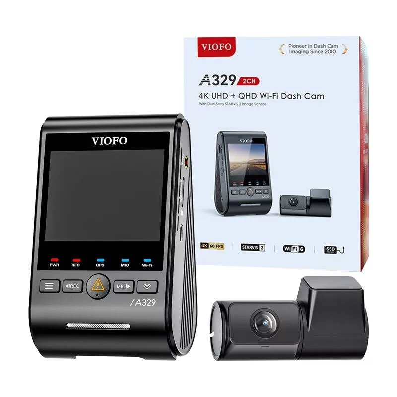 VIOFO A329S-2CH dviejų kanalų 4K+2K vaizdo registratorius su GPS ir Wi-Fi