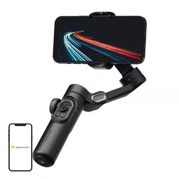 AOCHUAN XE Standard Gimbal (Juoda) – 3 ašių išmaniojo telefono stabilizatorius su Bluetooth 5.0, 2600 mAh baterija, sulankstomu dizainu