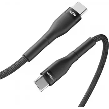 VEGER USB-C į USB-C PD 100W laidas 1,5 m, juodas