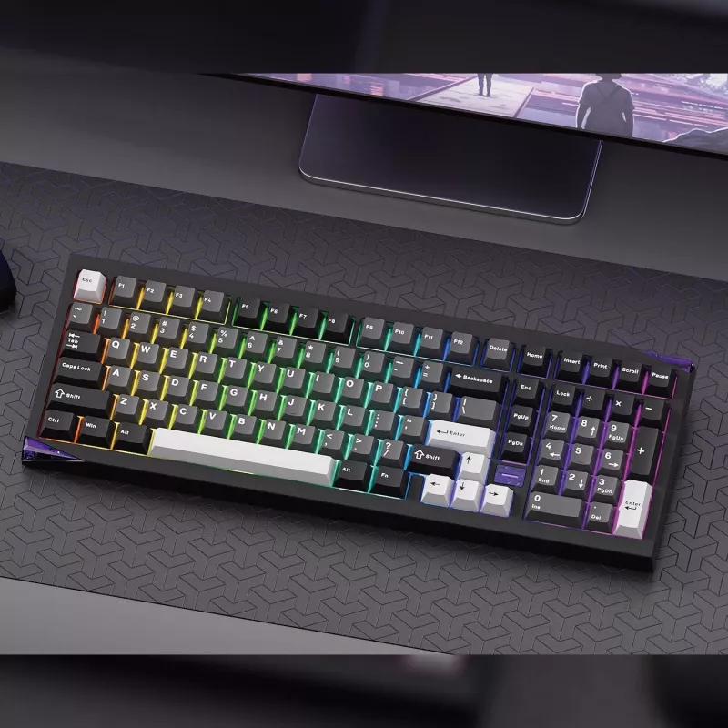 AKKO GEM 02 VIA Wired Mechanical Keyboard, TKL 87-Key, Black & Silver, Hot-Swappable, RGB, USB-C