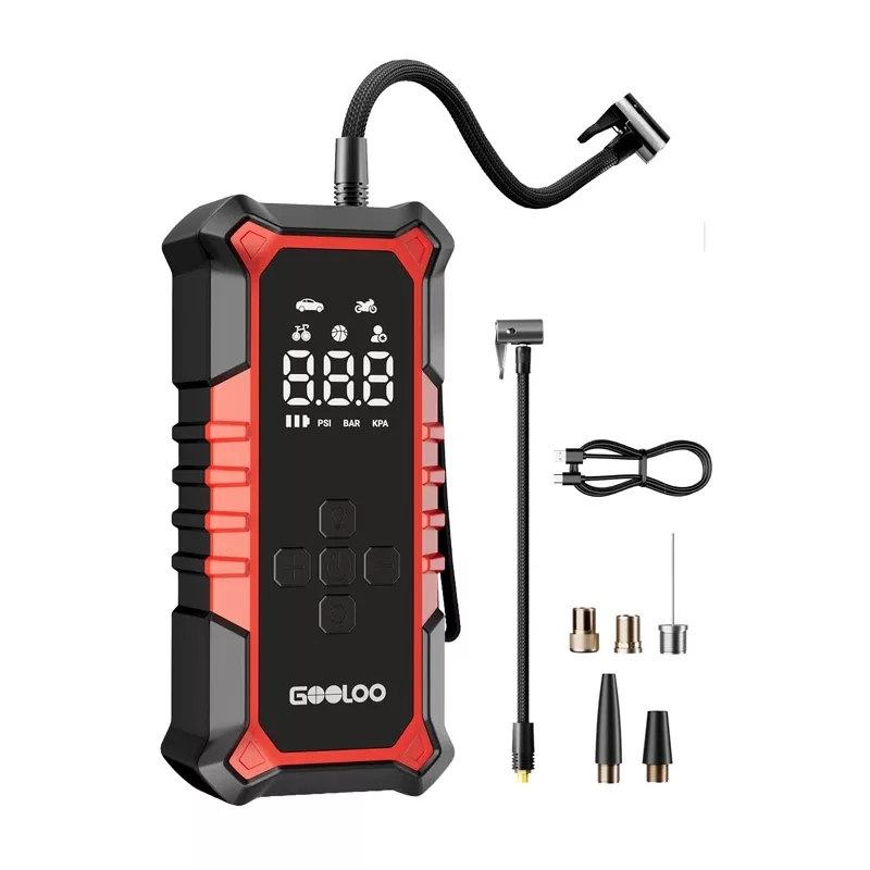 GOOLOO A6 Gear Air Compressor - Skaitmeninis padangų pripūtimo prietaisas su 150 PSI, 6000mAh baterija, LED žibintuvėliu, USB-C įkrovimu