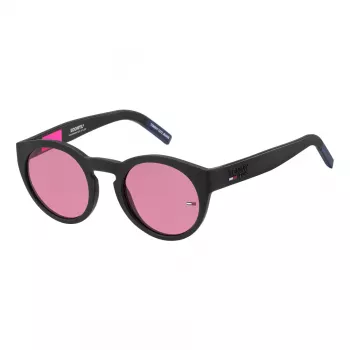 Tommy Jeans TJ-0003-S-003 Unisex akiniai nuo saulės, juodas rėmelis, pilki lęšiai, 48/22/140 mm
