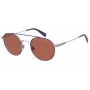 LEVI'S LV-1013-S-010 Unisex stačiakampiai akiniai nuo saulės - juodas rėmelis, pilki lęšiai 54mm