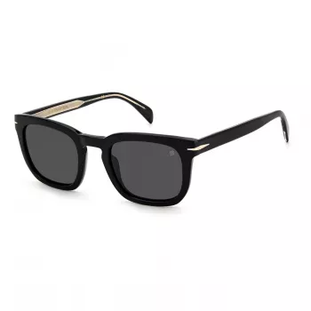DAVID BECKHAM DB-7076-S-807 Vyriški akiniai nuo saulės - Juodas acetatinis rėmelis, pilki polikarbonatiniai lęšiai, UV400 apsauga, 50 mm lęšio plotis