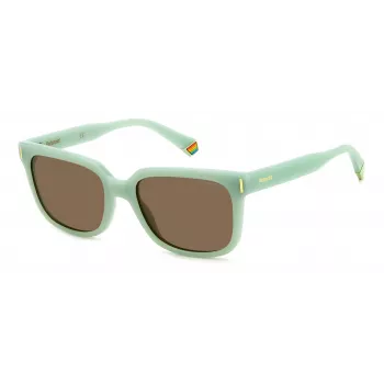 POLAROID PLD6191S1ED Unisex stačiakampiai akiniai nuo saulės - juodas rėmelis, pilki poliarizuoti lęšiai, 54 mm