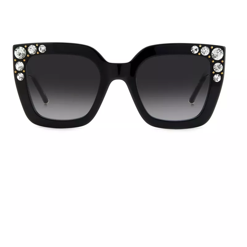 CAROLINA HERRERA HER0130S807 Moteriški drugelio formos akiniai nuo saulės, blizgūs juodi pilki, 52 mm