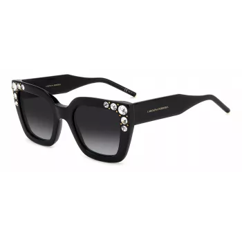 CAROLINA HERRERA HER0130S807 Moteriški drugelio formos akiniai nuo saulės, blizgūs juodi pilki, 52 mm