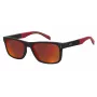 LEVI'S LV-5059-S-BLX Vyriški stačiakampiai akiniai nuo saulės - Juodas acetatinis rėmas su pilkais polikarbonatiniais lęšiais - 55/17/145 mm