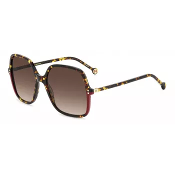CAROLINA HERRERA Moteriški akiniai nuo saulės HER0244SO63 - Geometrinis acetatinis rėmelis, UV400 apsauga, 56 mm lęšiai