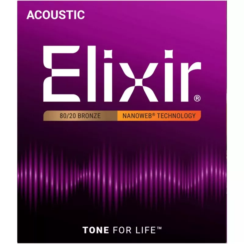 Elixir 11002 Extra Light NANOWEB akustinės gitaros stygos (10-47)