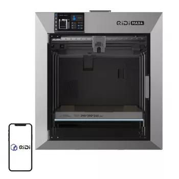 QIDI Max 4 3D spausdintuvas – didelio formato FDM 3D spausdintuvas su 300 mm³ darbo zona, CoreXY, Klipper programine įranga, tiesioginės pavaros ekstruderiu, automatiniu niveliavimu, uždara kamera, Wi-Fi ir Ethernet