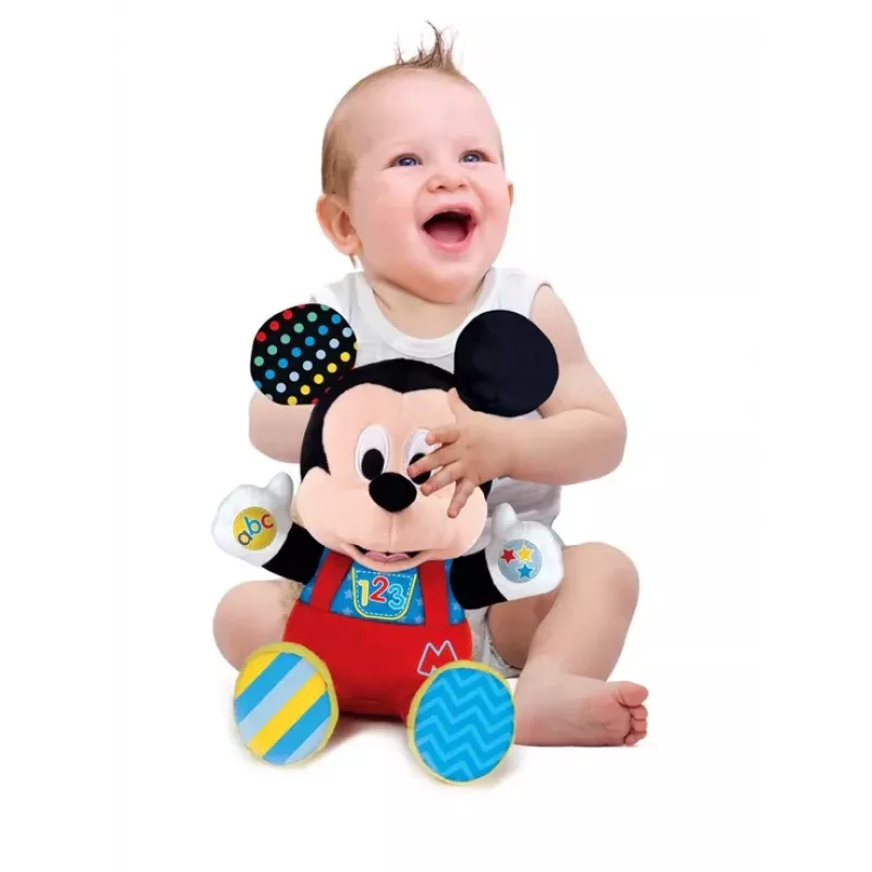 Clementoni Disney Baby Mickey Mouse Interactive Plush Toy Teaches & Hugs Polish Language 50131