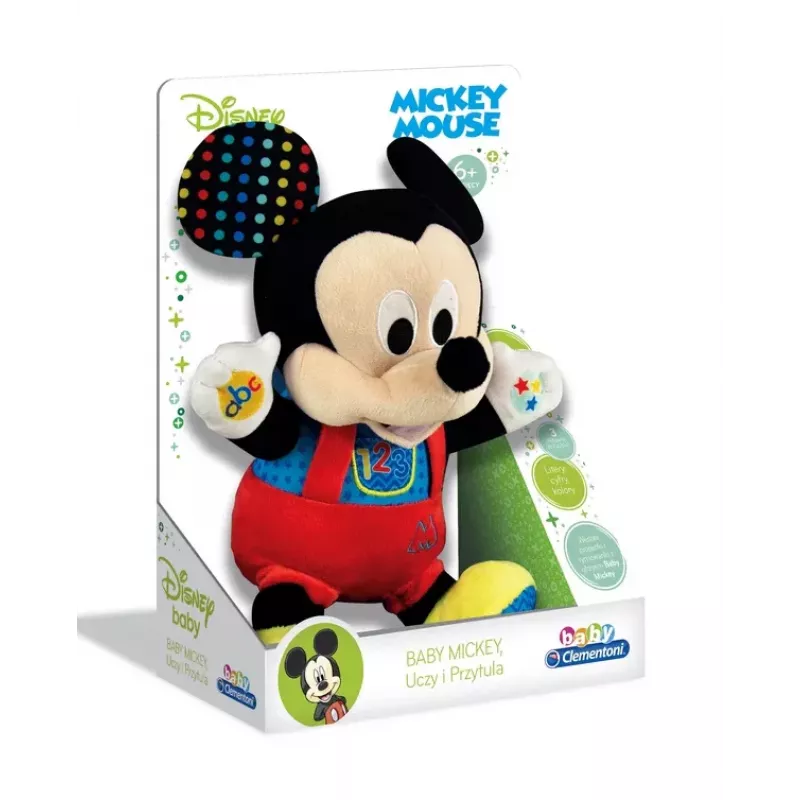 Clementoni Disney Baby Mickey Mouse Interactive Plush Toy Teaches & Hugs Polish Language 50131