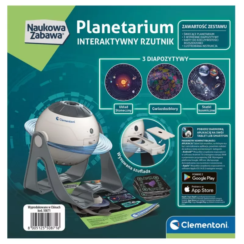 Clementoni interaktyvus planetariumo projektorius lenkų kalba 50871