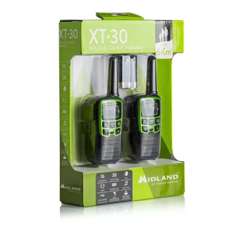 Midland XT30 2x PMR446 dvipusio ryšio radijo rinkinys žalias