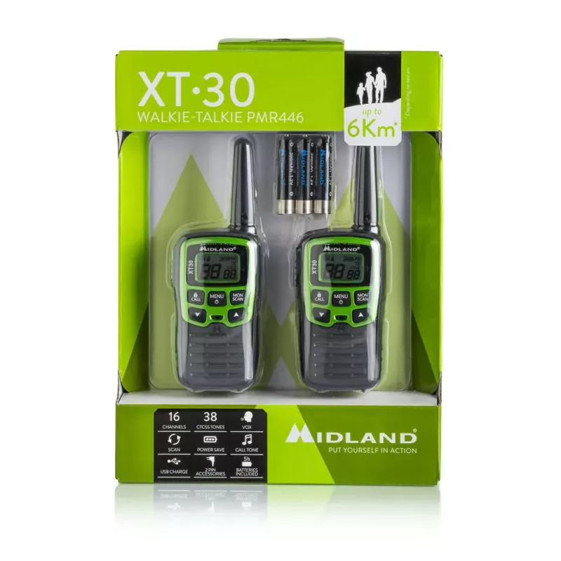 Midland XT30 2x PMR446 dvipusio ryšio radijo rinkinys žalias
