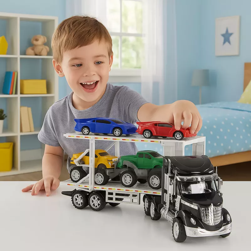 Koala Games G2591 Automobilių vežimo sunkvežimis su 4 liejiniais automobiliukais
