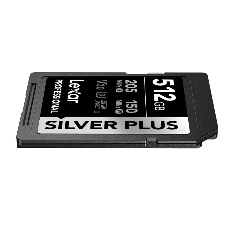 Lexar Professional SILVER PLUS SDXC 512GB atminties kortelė, UHS-I, U3, V30, A2, iki 200MB/s skaitymo, 140MB/s rašymo