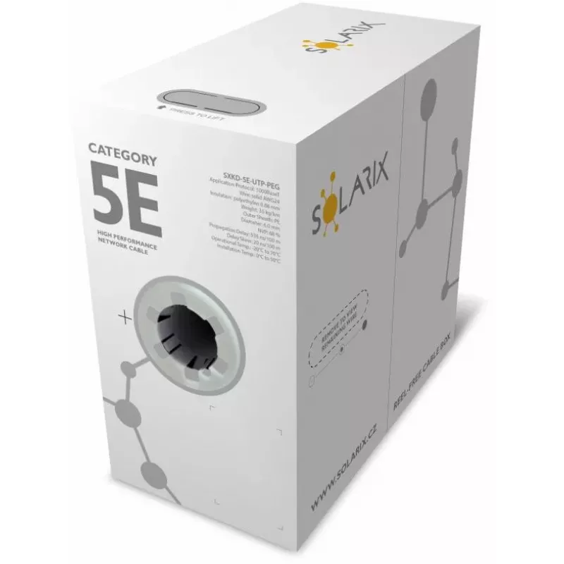 Solarix PE CAT5e UTP montavimo kabelis, vientisa viela, 305m (SXKD-5E-UTP-PEG)