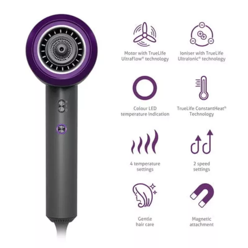 TrueLife HairDryer D3 Plaukų džiovintuvas 1800 W Juodas