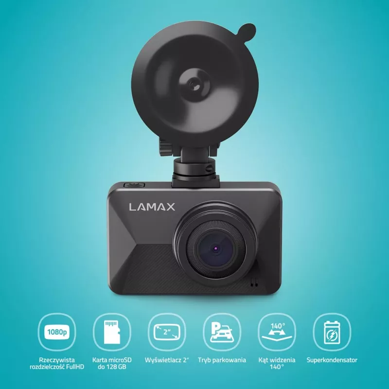 LAMAX T3 Vaizdo registratorius Full HD 1080p 140° Platus kampas su G-Sensor ir Parkavimo režimu