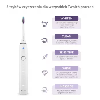 TrueLife SonicBrush Clean70 UV dantų šepetėlis su UV sterilizatoriumi, 5 režimai, 3 šepetėlių galvutės, kelioninis dėklas, juodas