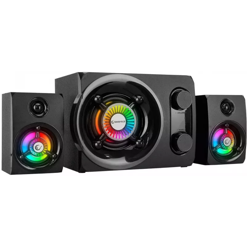Rampage RMS-G8 25W nešiojamas Bluetooth garsiakalbis su RGB apšvietimu, TWS, FM radiju, juodas