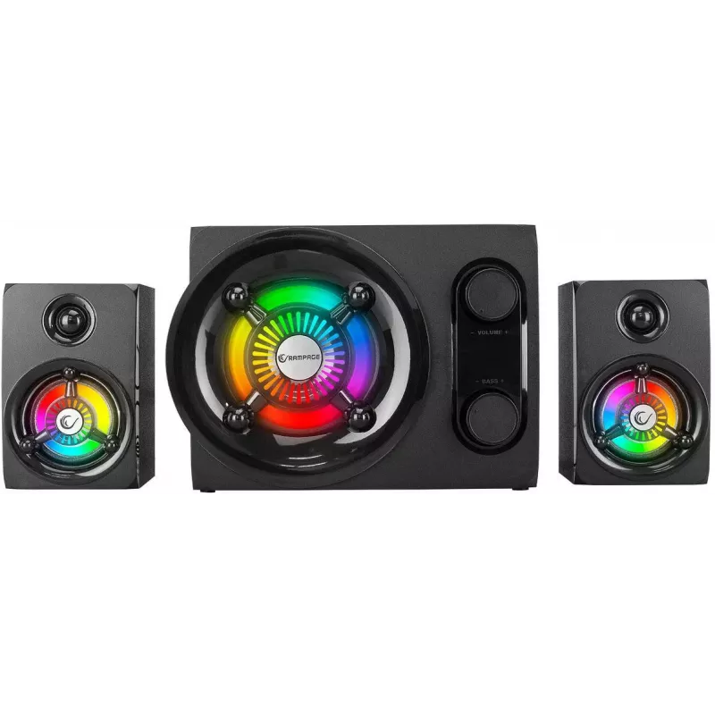 Rampage RMS-G8 25W nešiojamas Bluetooth garsiakalbis su RGB apšvietimu, TWS, FM radiju, juodas