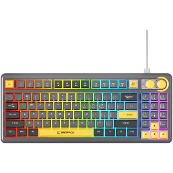 Rampage CYCLONE KNOB RGB 90% mechaninė klaviatūra, Outemu Blue jungikliai, juoda