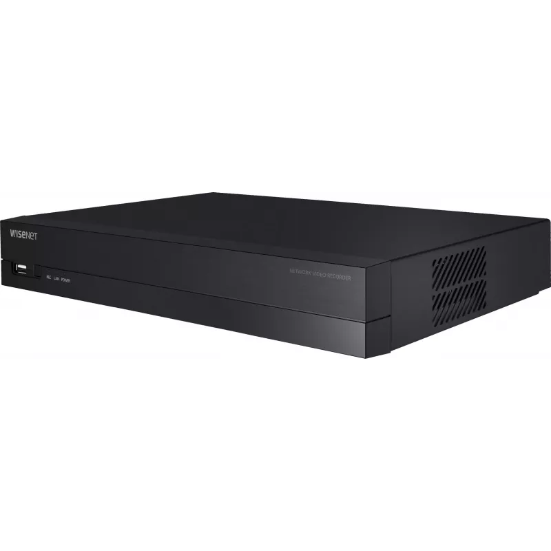 Hanwha Vision tinklo vaizdo registratorius 8 IP kanalai H.265 60Mbps be HDD HDMI PoE Switch