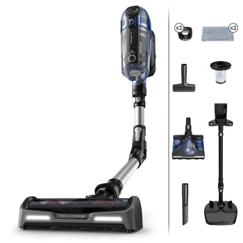 Rowenta X-Force Flex 14.60 Auto Docking belaidis lazdelinis dulkių siurblys RH99C3 - mėlynas/aliumininis, 32,4V, 70 min veikimo, Aqua galvutė, LED apšvietimas