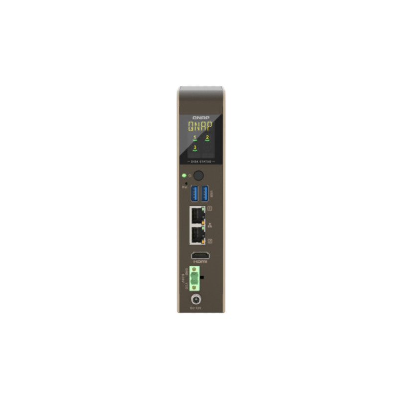 QNAP QBoat-300 itin kompaktiškas bekvapis NAS serveris su dviem M.2 NVMe/SATA lizdais, Intel Celeron J3455 keturių branduolių, 4GB RAM, dvigubu Gigabit Ethernet, HDMI, 2x USB 3.0