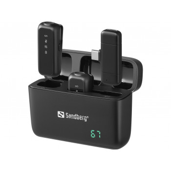 SANDBERG Streamer USB-C belaidis mikrofonas x2 - dviejų mikrofonų rinkinys - 20 Hz - 20 kHz