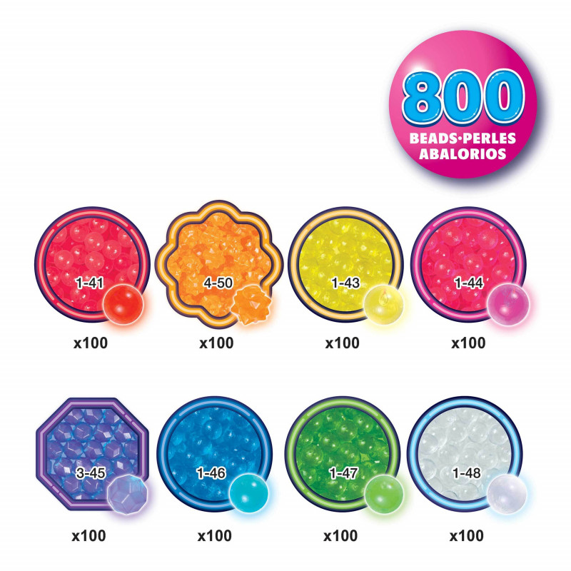 EPOCH Aquabeads Neon karoliukų papildymo pakuotė - 600 vientisų karoliukų 8 neoninių spalvų, vandens aktyvuojami, suderinami su visais Aquabeads rinkiniais