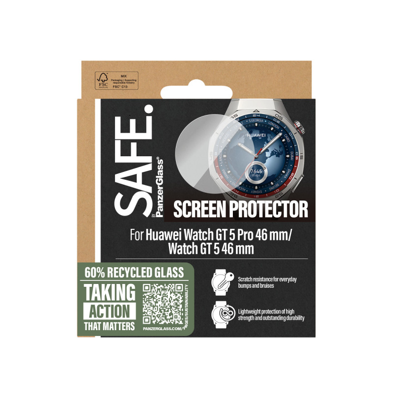 SAFE by PanzerGlass grūdinto stiklo ekrano apsauga, skirta Huawei Watch GT 46mm / Pro 46mm