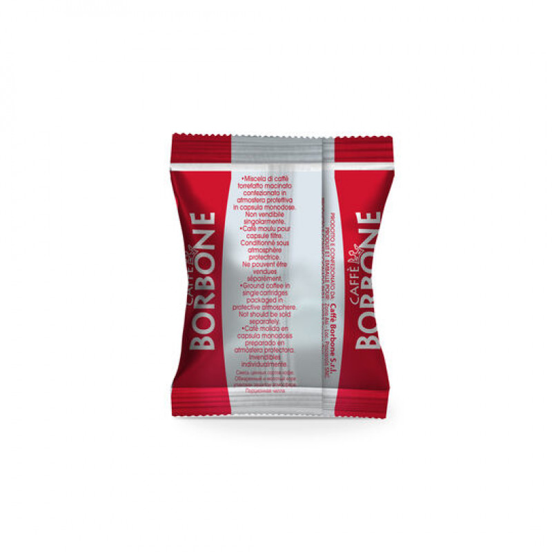Caffè Borbone Respresso Miscela Rossa 100 kapsulių, skirtų Nespresso OriginalLine, tamsaus skrudinimo, intensyvumas 9/10, atskirai supakuotos
