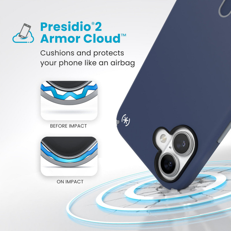Speck Presidio2 Pro ClickLock & MagSafe dėklas, skirtas iPhone 16 Plus - tamsiai mėlynas