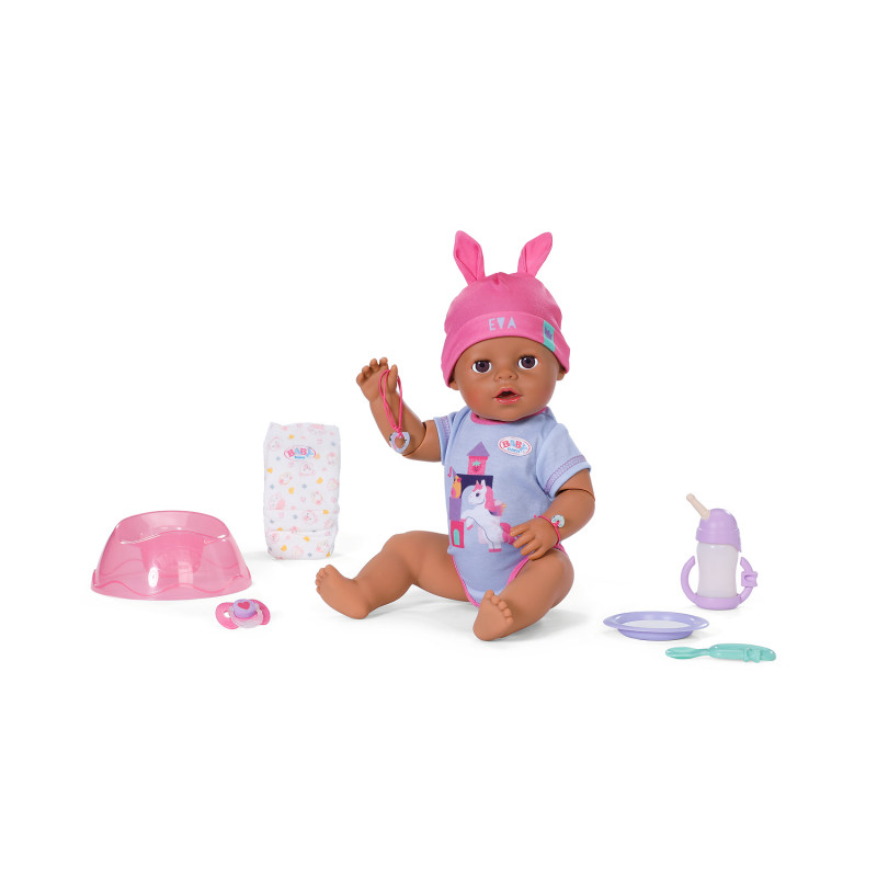 ZAPF CREATION BABY born Eva Click & Play 43cm lėlė su šviesiais plaukais ir mėlynomis akimis