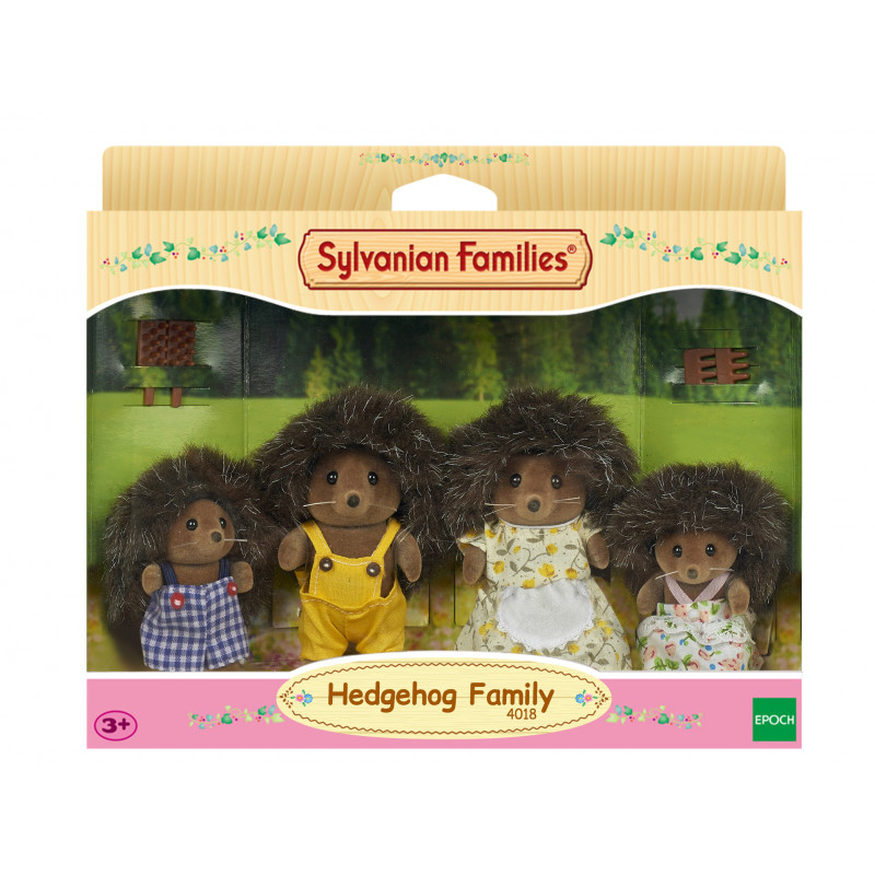 KAISER ELEKTRO Sylvanian Families Ežiukų šeima Stachel - Kolekcionuojamų flokuotų gyvūnėlių figūrėlių rinkinys, 4 figūrėlės su šukomis, nuo 3 metų