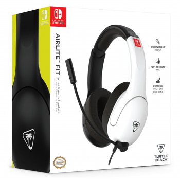 Turtle Beach Airlite Fit Headset NS juodas ir baltas - laidinis ausines dengiančios ausis žaidimų headsetas su flip-to-mute mikrofonu