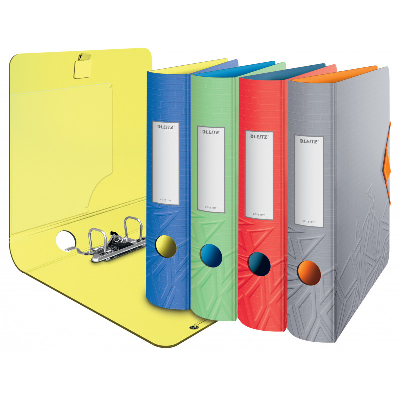 LEITZ Active Urban Chic segtuvas su svirtiniu mechanizmu 65 mm Stratos pilkas A4 polifoamas apvalus nugarėlė Duo-Optik su piršto anga (1117-00-32)