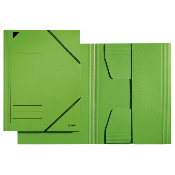 LEITZ Eckspannermappe DIN A4, kartonas 320 g/m², žalia iš Colorspan kartono, 3 pilnai priklijuoti atvartai kampuose (3981-00-55)