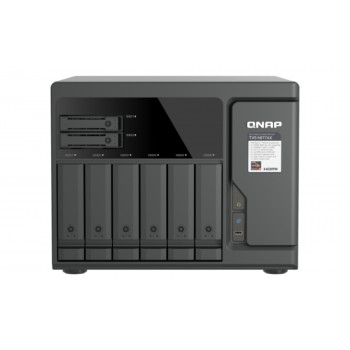 QNAP TVS-H877AX-R5-16G 8 skyrių QuTS hero NAS, AMD Ryzen V1500B, 16GB RAM, 2x2.5GbE, 2U montuojamas į stelažą
