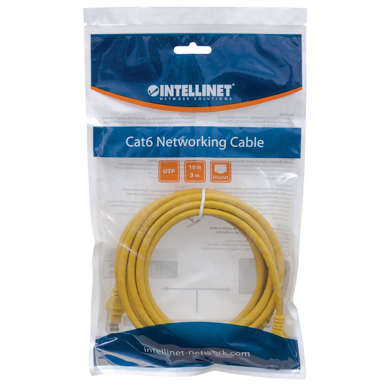 Intellinet Cat6 UTP tinklo kabelis, 2 x RJ45, lietas spaustukas, 15,0 m, geltonas (342407)