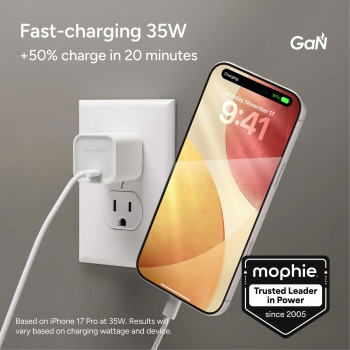 mophie sieninis adapteris USB-C 35W GaN baltas (409917045)